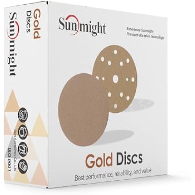 Sunmight GOLD 5" 180 GRIT GRIP 8 HOLE DISC, 58110, 50 DISCS - Image 1